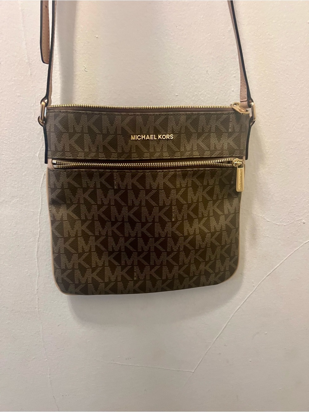 Michael Kors Brown Signature MK Monogram Crossbody Messenger